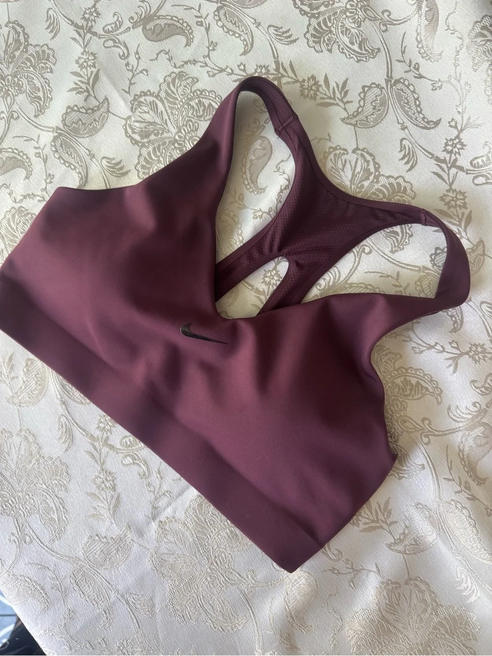 Nike Maroon Universa Keyhole Sports Bra